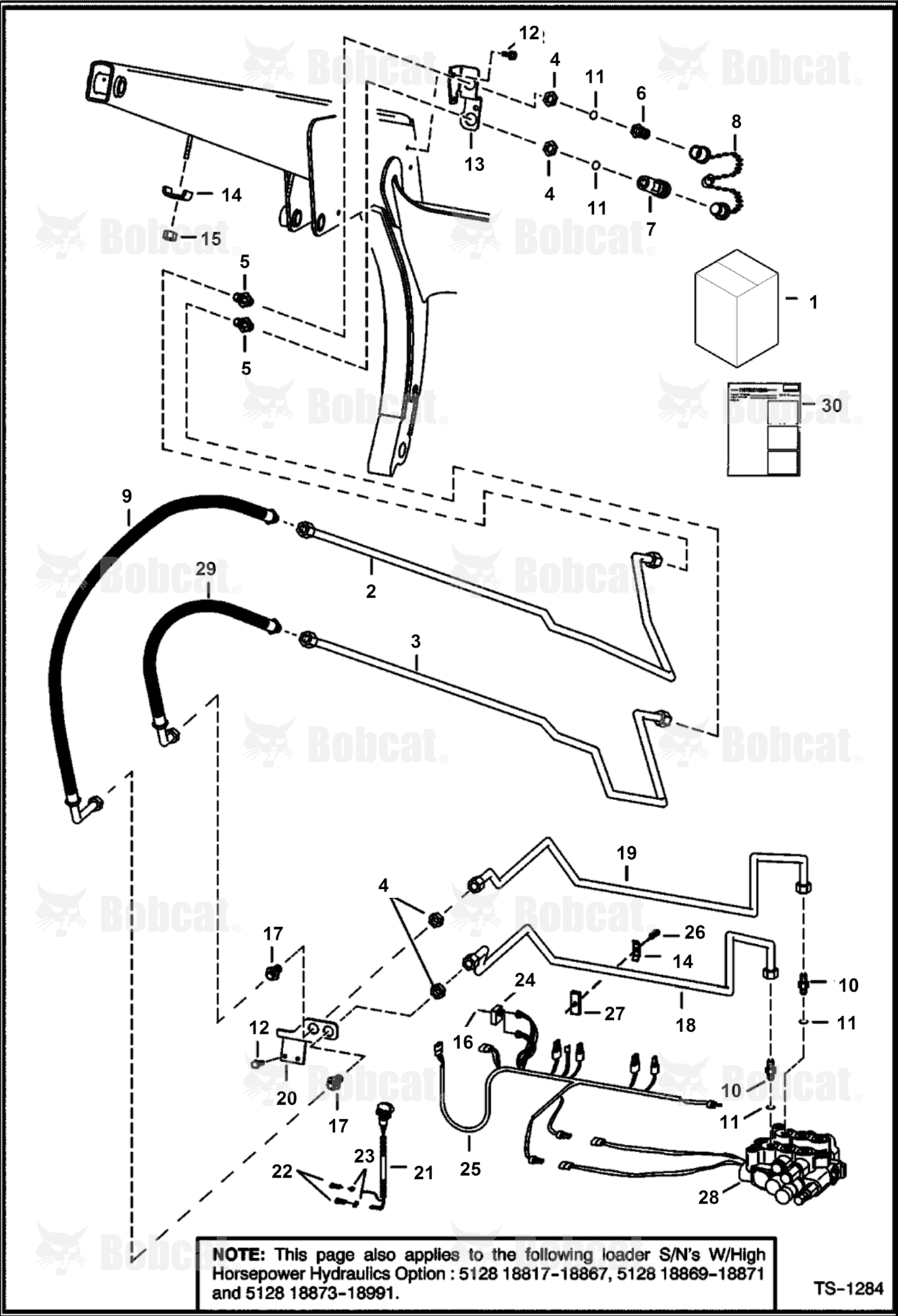 Front Auxiliary Kit (W/Poppet Couplers) (SEE NOTE) 512816001 - 512818873, 508418001 - 508418085, 509718001 - 509718112