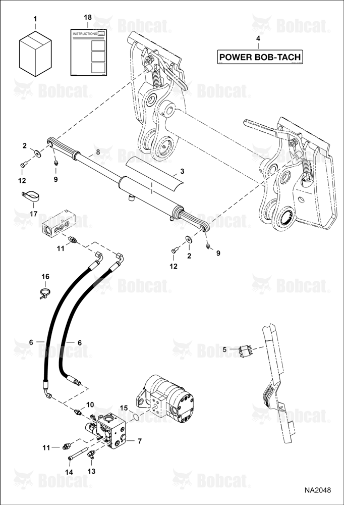 Power BOB-TACH (Kit) (Square Base End Cylinder) (One Female Connector & One Male Connector Valve Coils)
