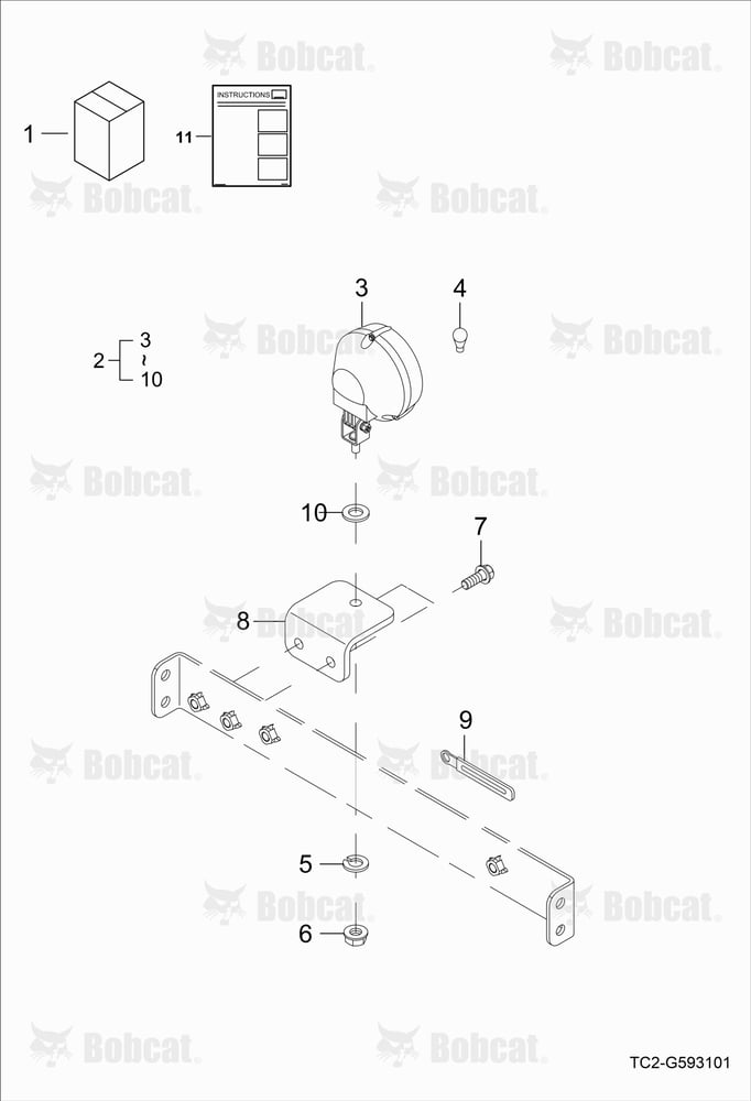 Work Lamp Kit (Cab) (Rear) (Optional)