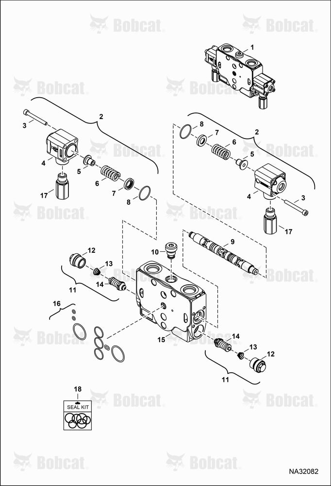 Hydraulic Control Valve (Arm Section) (Model 1110A0023)