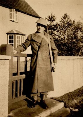 Soldier outside Gate Farm