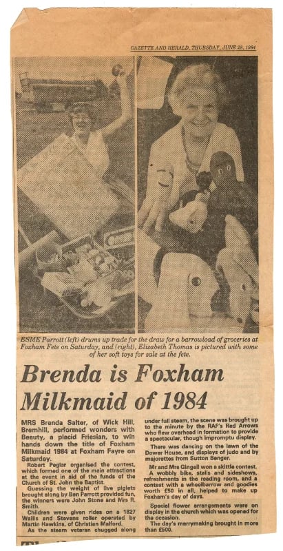 Brenda is Foxham Milkmaid of 1984
