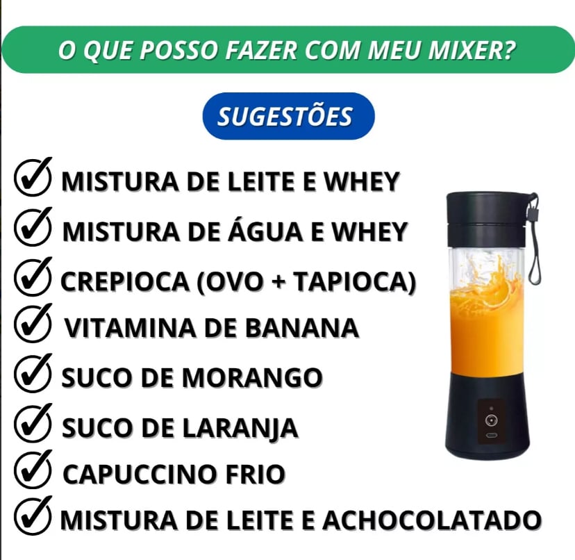 Mini Liquidificador Portátil Recarregável
