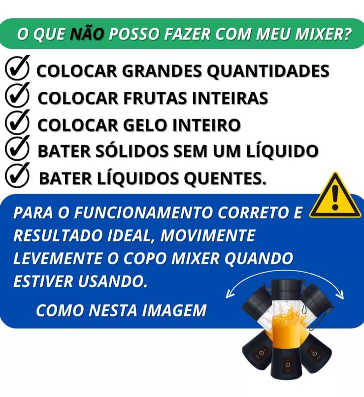 Mini Liquidificador Portátil Recarregável
