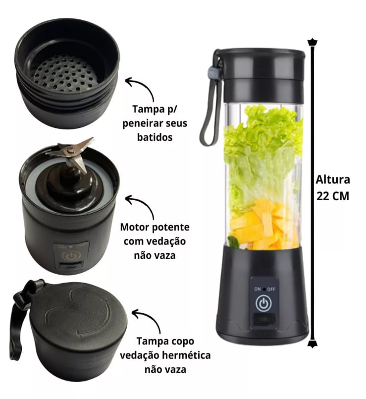 Mini Liquidificador Portátil Recarregável