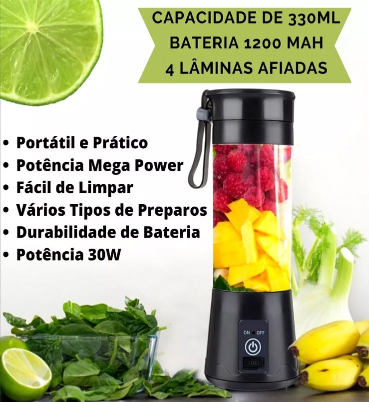 Mini Liquidificador Portátil Recarregável