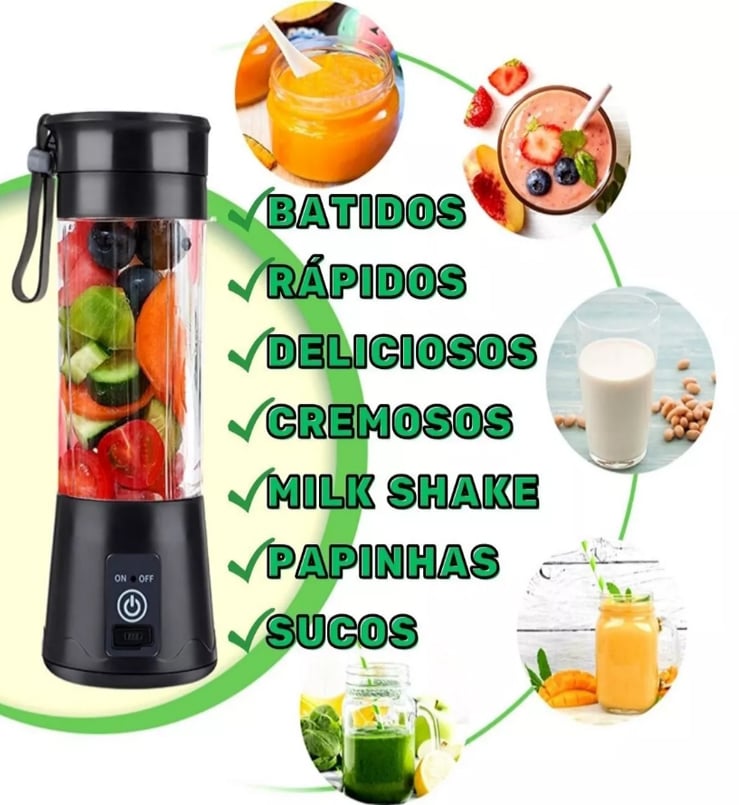 Mini Liquidificador Portátil Recarregável