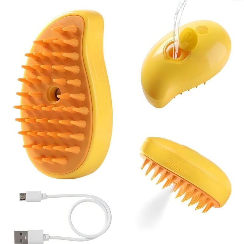 Escova Vapor Pet Recarregável Usb Elétrica Spray Gato Cães