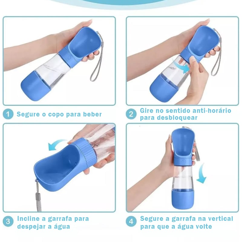 Garrafa Bebedouro Comedouro Pet Portátil 2 Em 1 Água E Ração