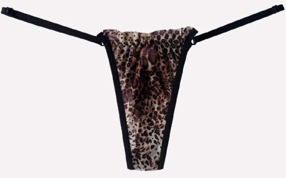 Calcinha Fio Dental em Tule Onça com Regulagem Chorei Onça Calcinha Fio Dental em Tule Onça com Regulagem Chorei Onça