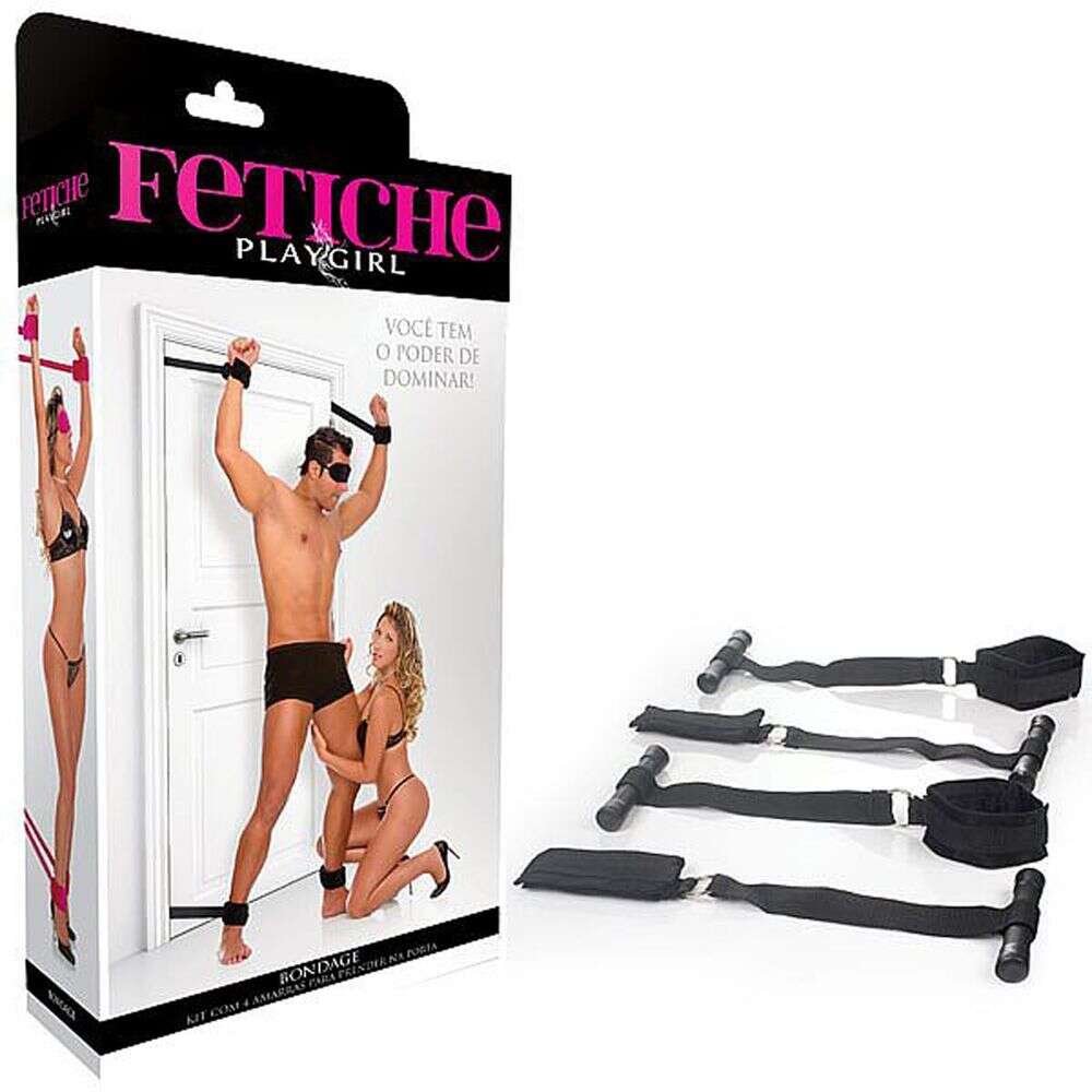 KIT BONDAGE COM 4 AMARRAS PARA PRENDER NA PORTA FETICHE