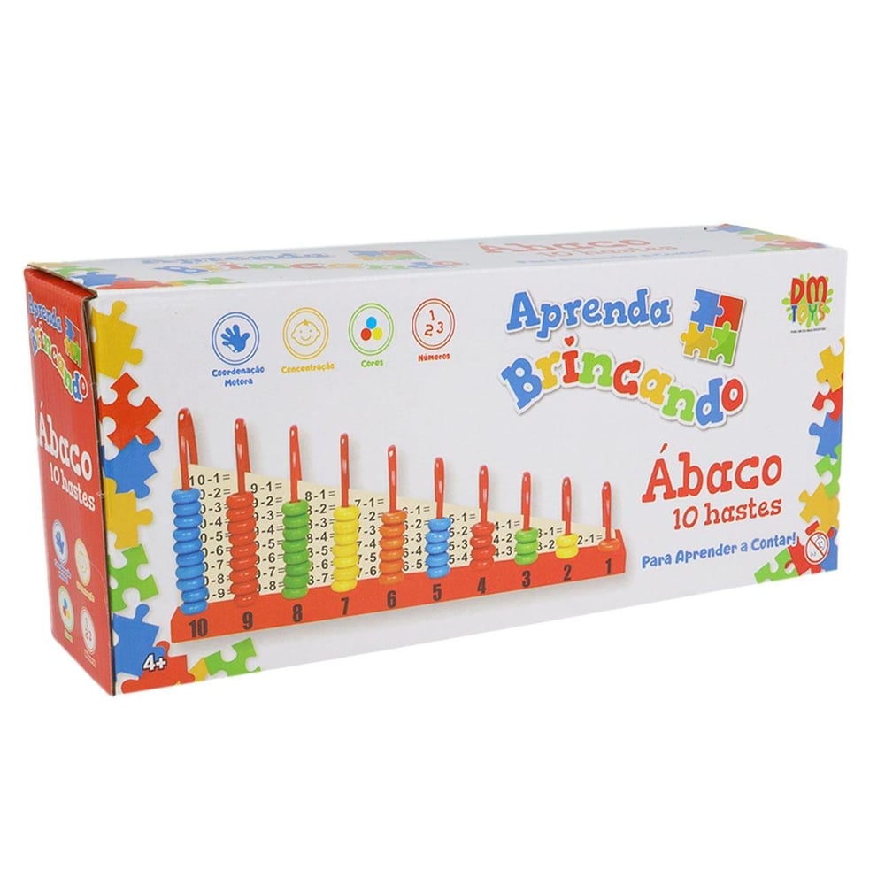 Ábaco de Madeira 29,5cm 10 Hastes