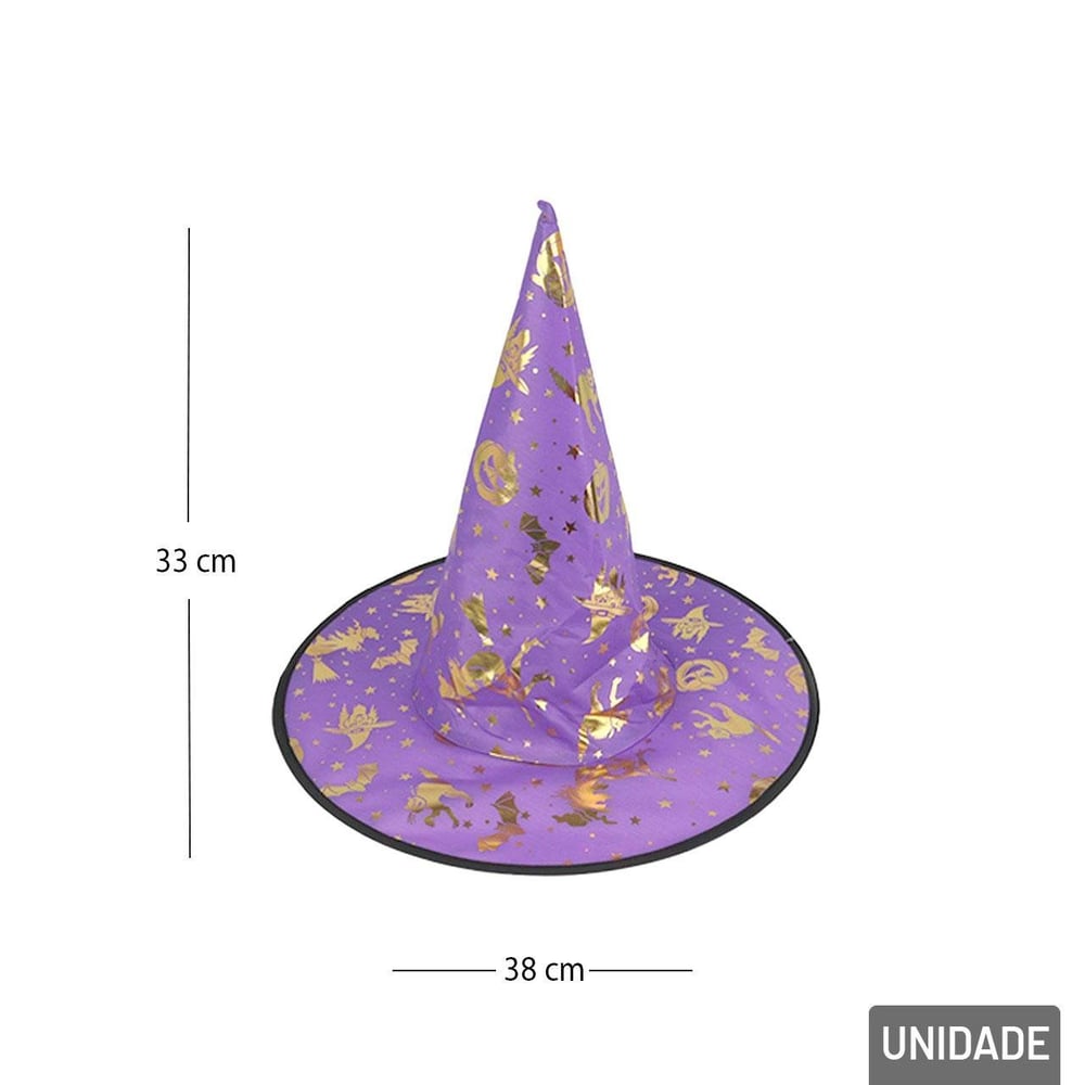 Chapéu de Bruxa Halloween Desenhos Sortidos