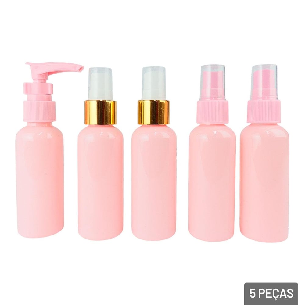 KIT Frasco Para Viagem de Plástico 5 Peças Color