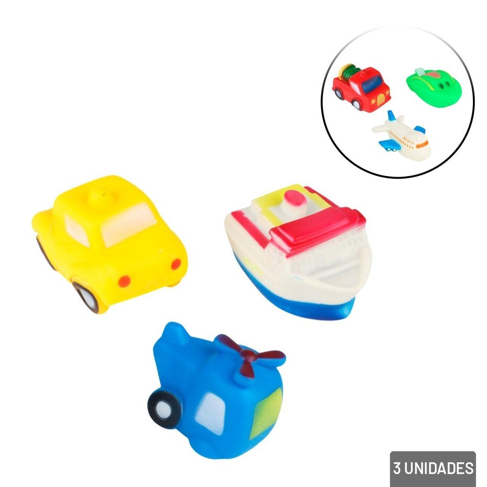 Bichinho de Vinil 3 Peças Veiculos Sortidos