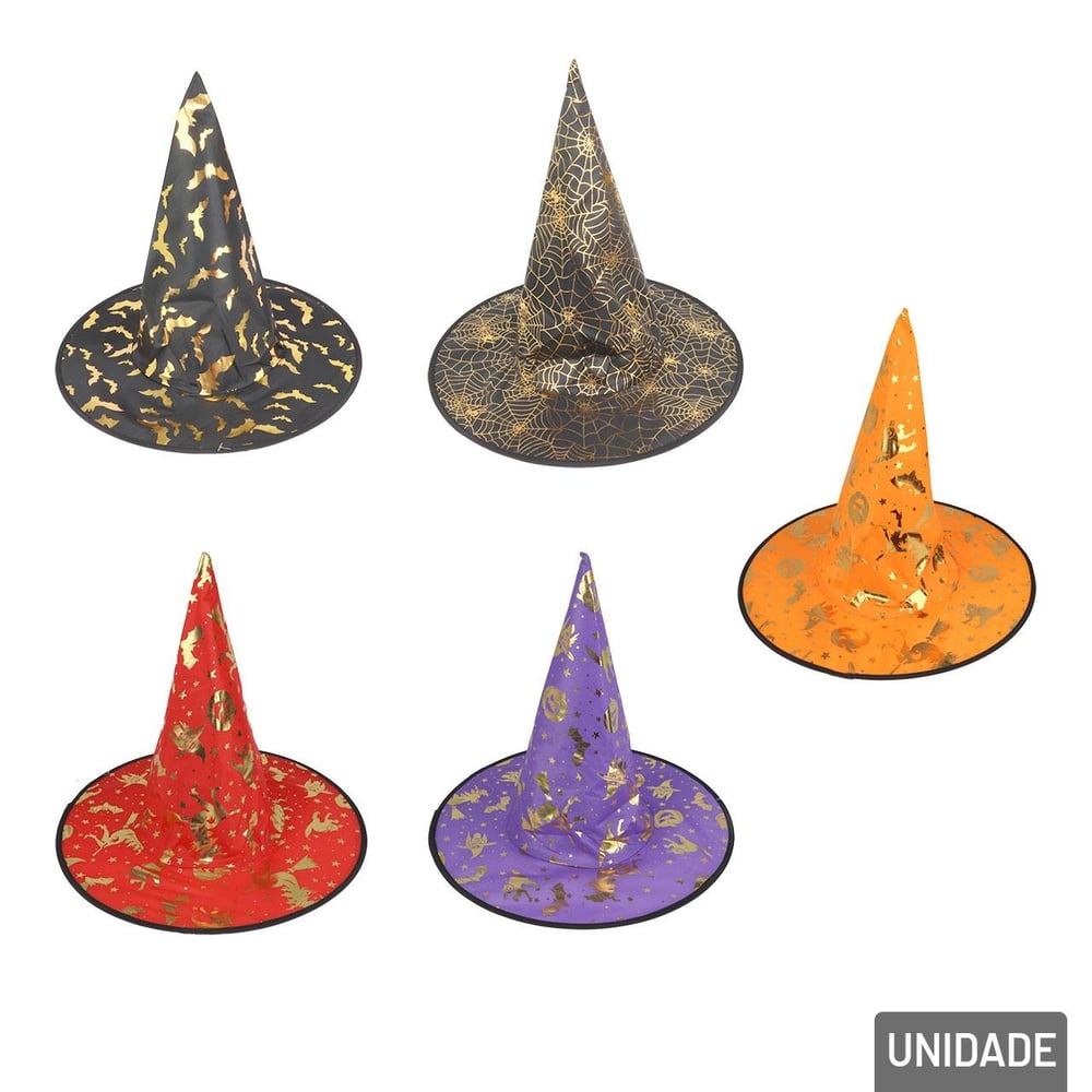 Chapéu de Bruxa Halloween Desenhos Sortidos