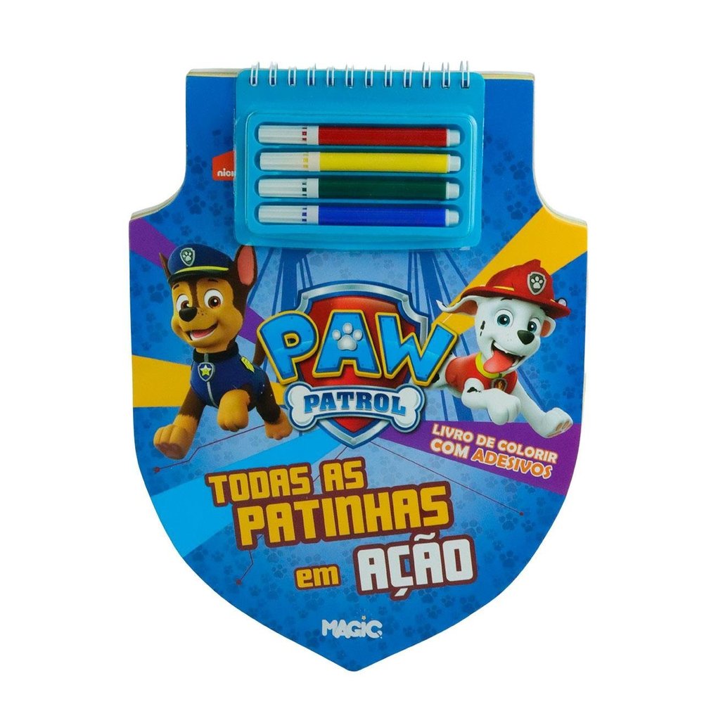Livro de Colorir com 4 Canetinhas Patrulha Canina