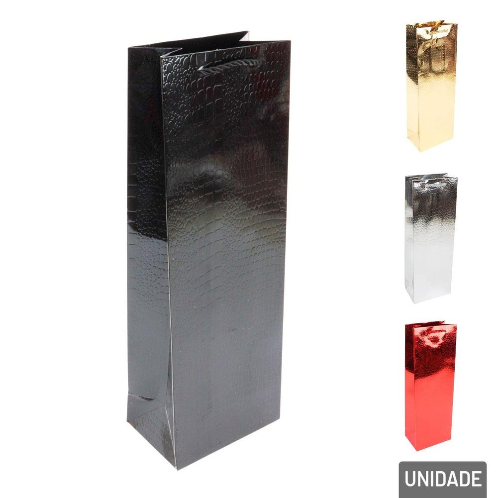 Sacola de Papel 36x12cm de Vinho Metalizada Color