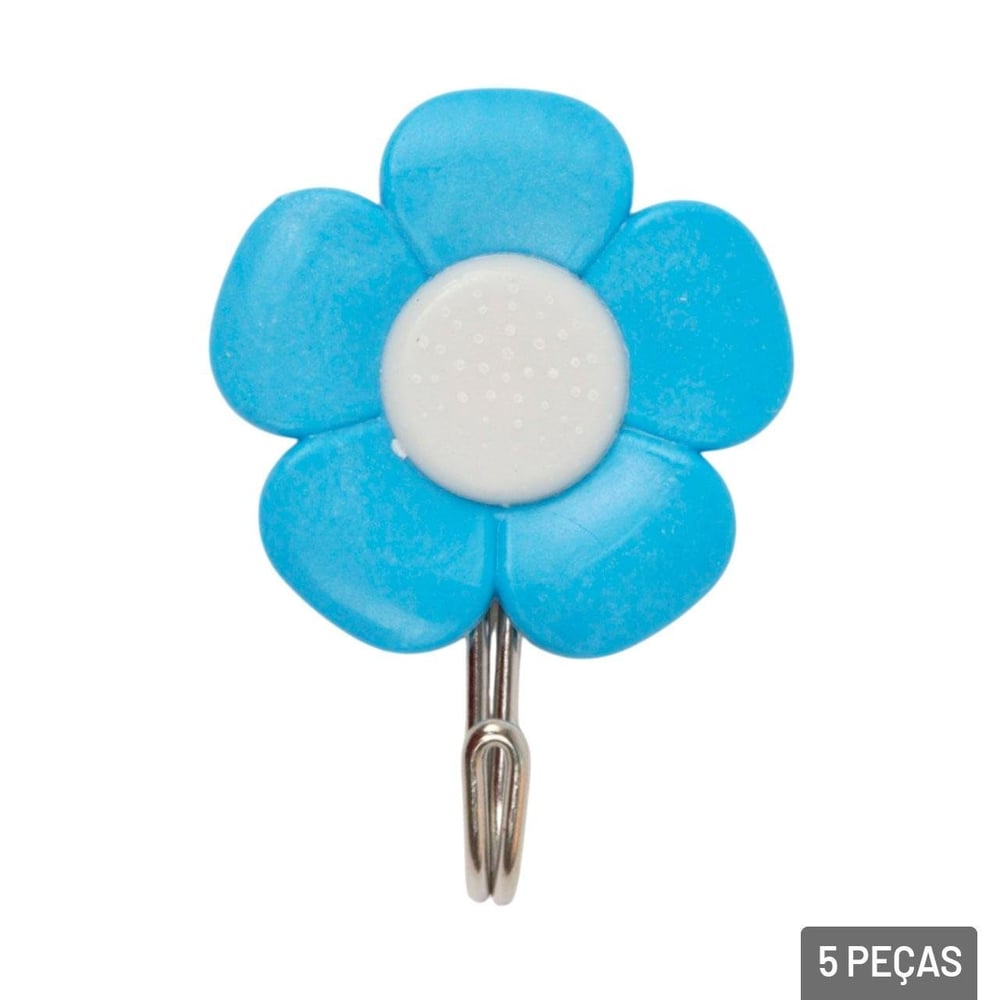 Gancho de Plástico 5 Pçs 5,5cm Adesivo Flores