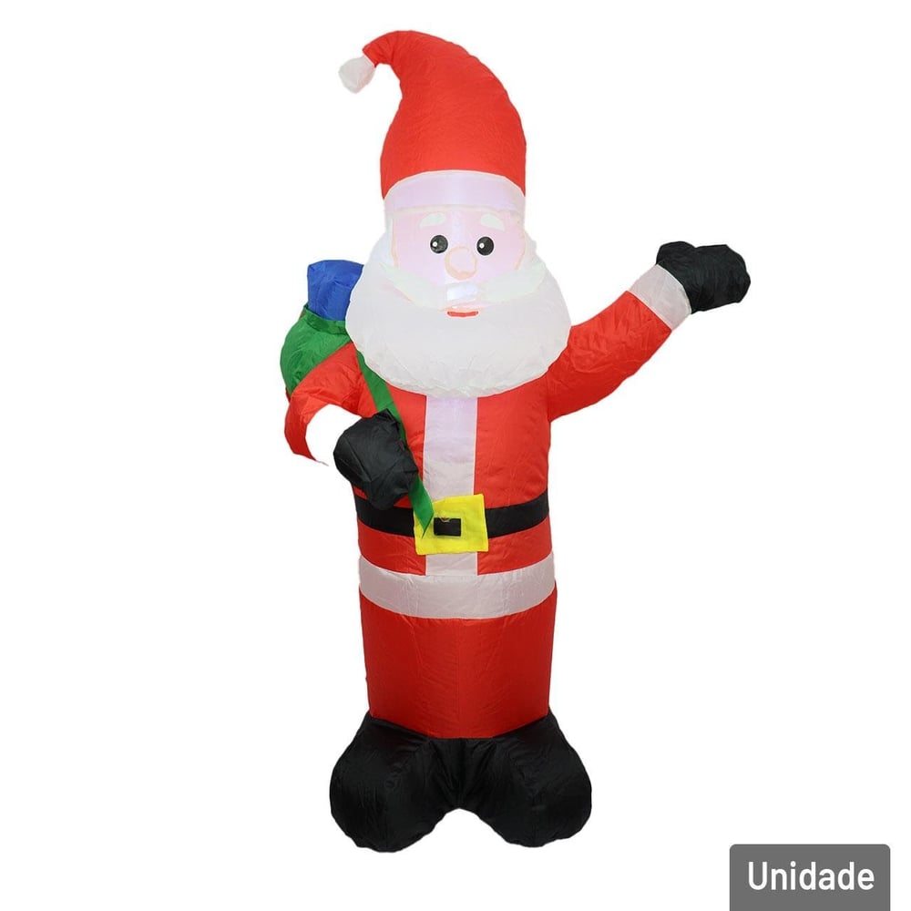 Inflável Papai Noel e Presente Bivolt 130cm 3 Led