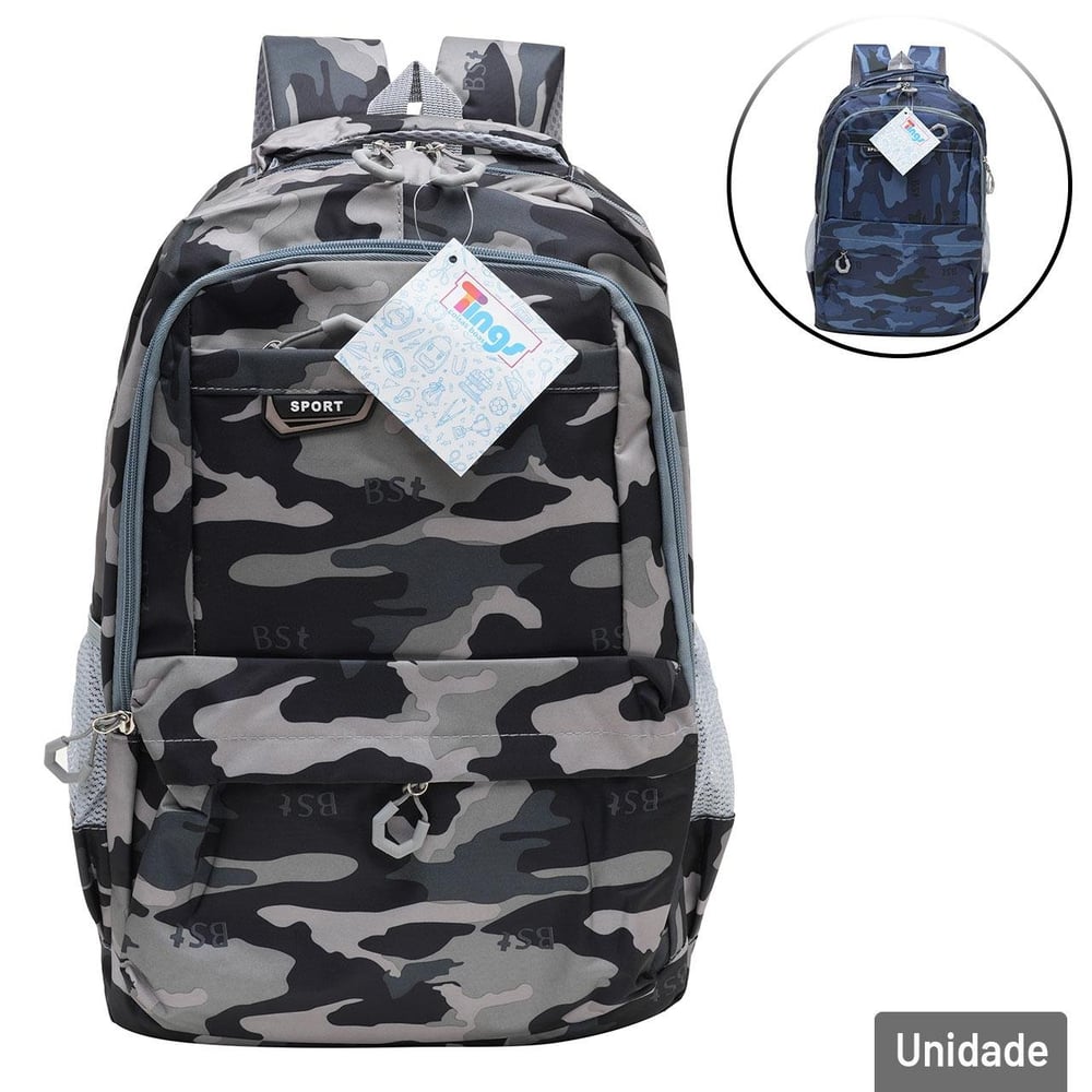 Mochila Juvenil 18'' 44cm Fashion Camuflada Color