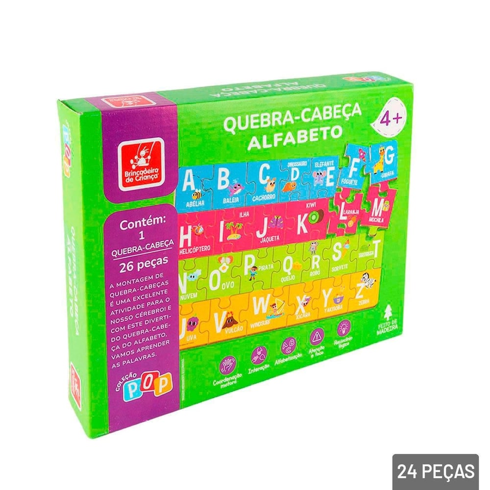 Quebra Cabeça 26 Peças Alfabeto