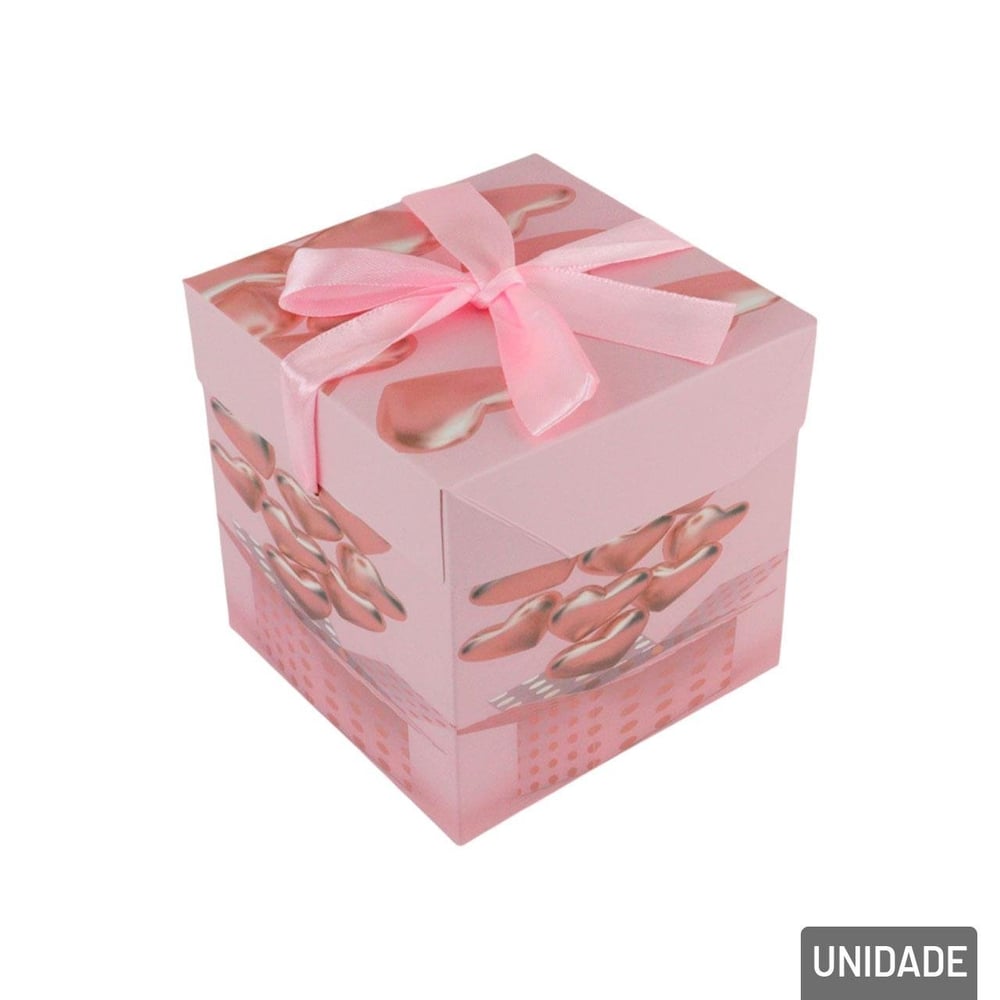 Caixa de Presente de Papel 11cm Cubo com Fita