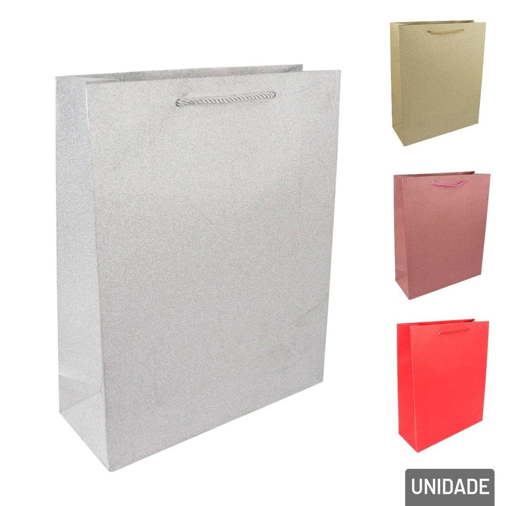 Sacola de Papel 32x26 com Glitter Color