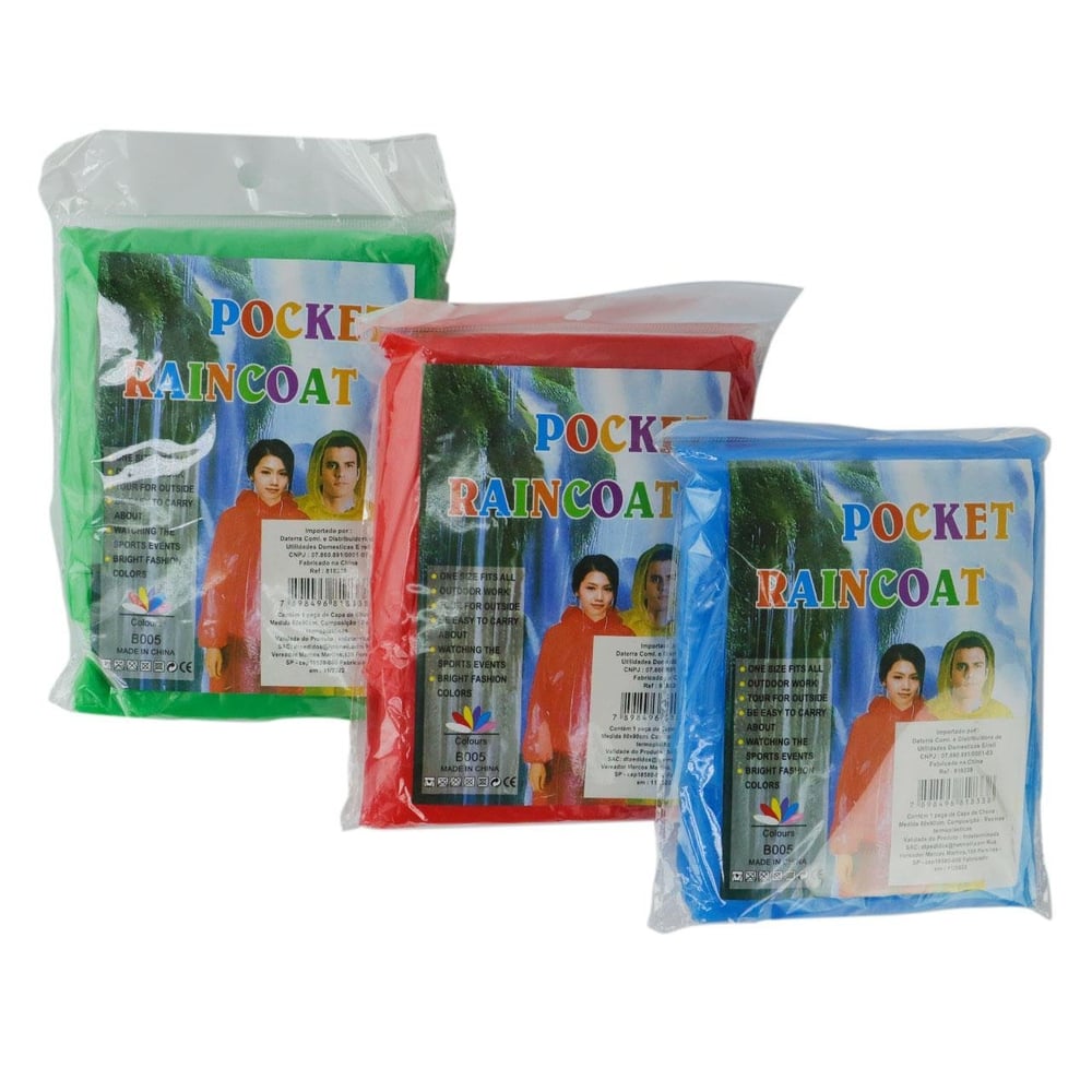 Capa de Chuva Adulto Plástico Color