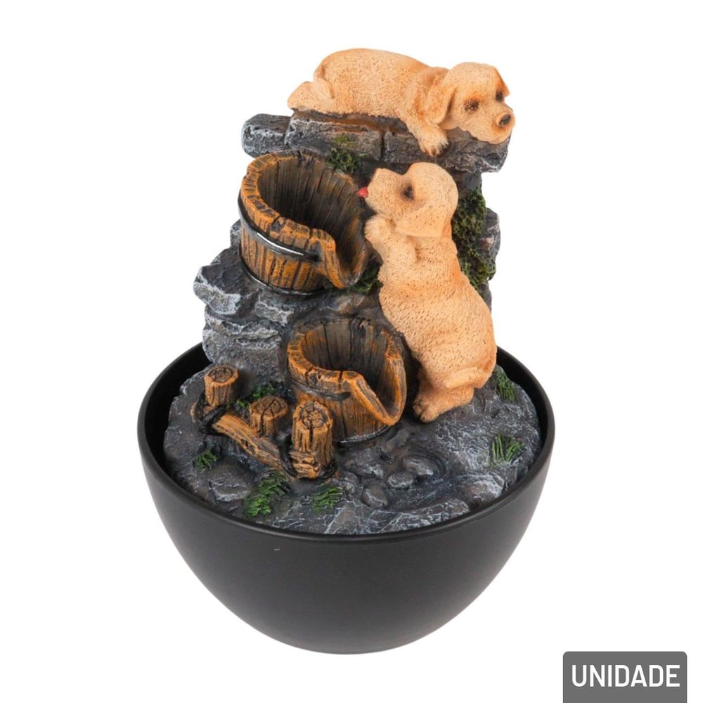Fonte de água EM Resina 18cm Dogs LED Bivolt