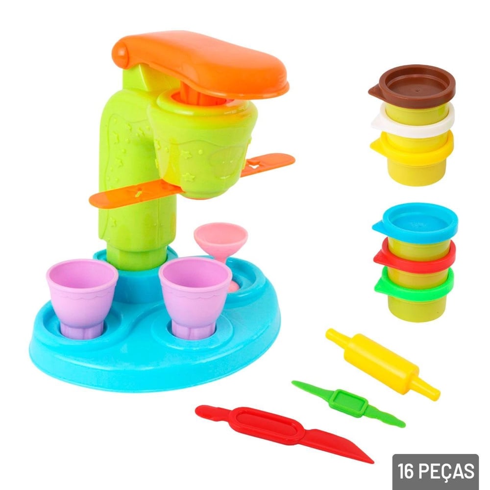 Massinha de Modelar 16 Peças Moldes Sorveteria