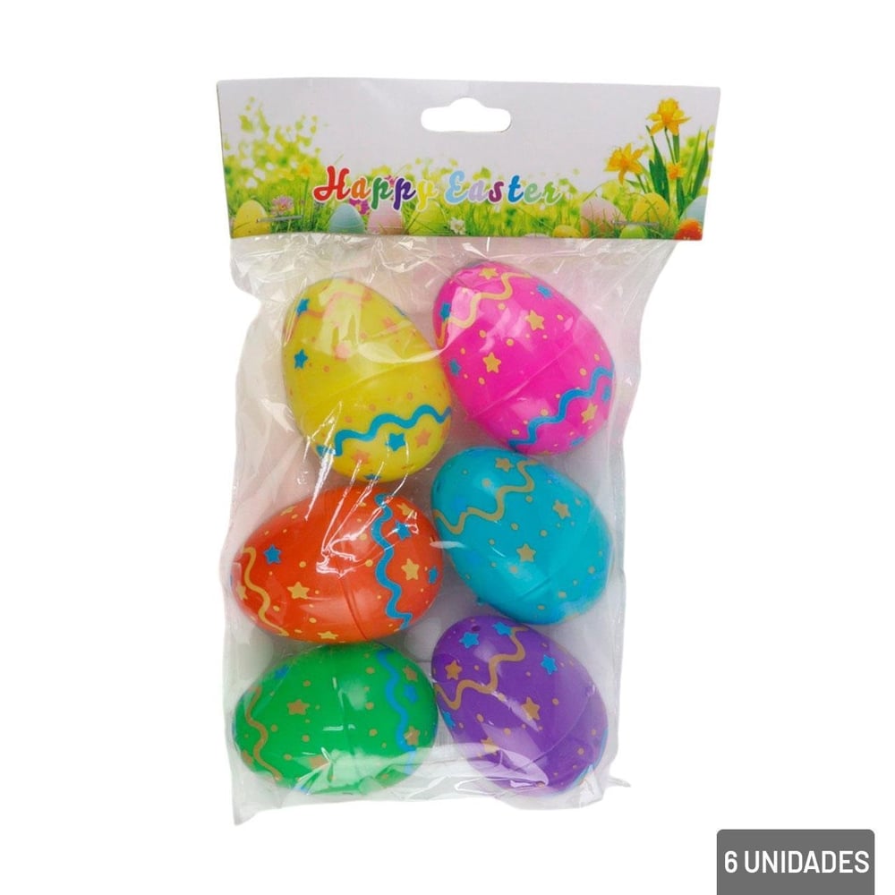 Enfeite de Páscoa Ovos 6 Peças 6cm Surpresa Color