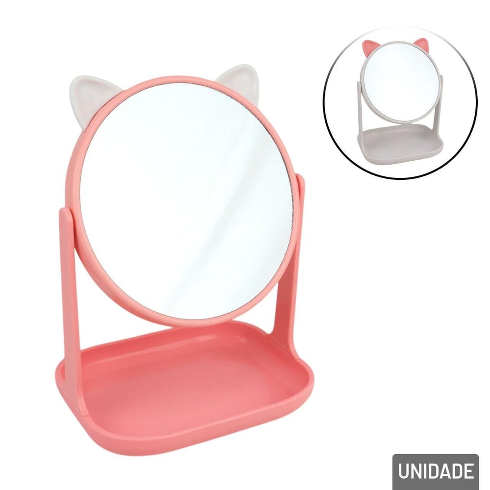 Espelho de Mesa 23x16cm com Base Porta Objetos