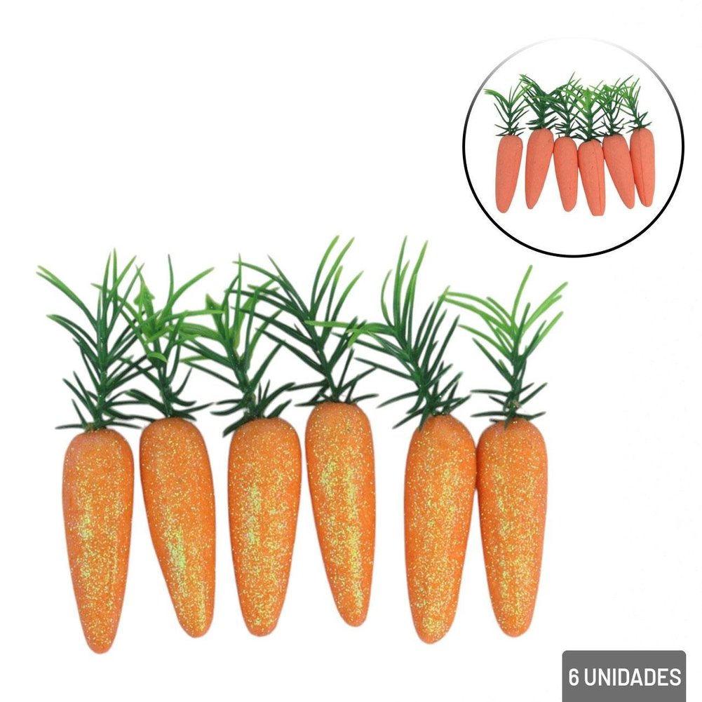 Enfeite de Páscoa Cenouras 6 Peças 5cm