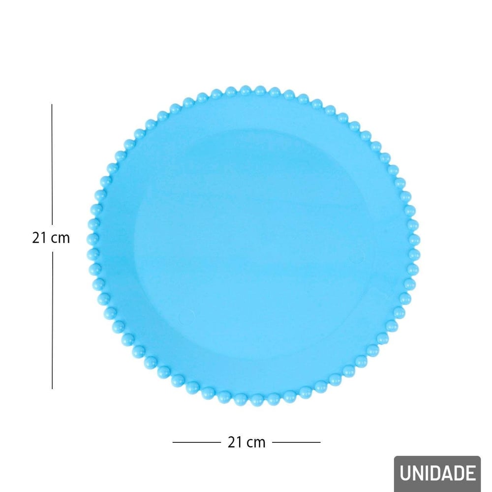 Prato Decorativo Plástico 21cm Redondo Azul
