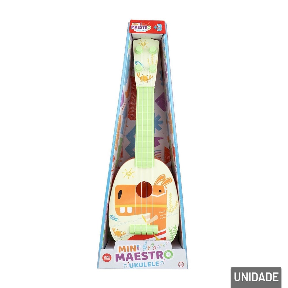 Mini Instrumento de Plástico Ukulele 37cm Animais