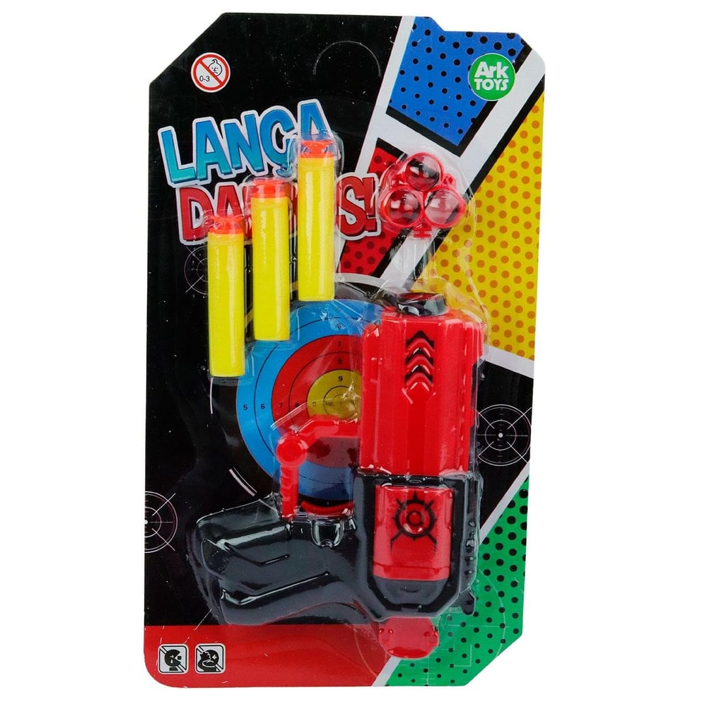 Pistola Lança Dardos 14cm 05 Peças Vermelho