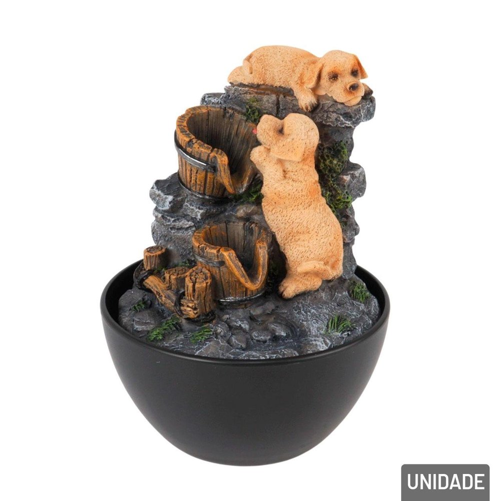 Fonte de água EM Resina 18cm Dogs LED Bivolt