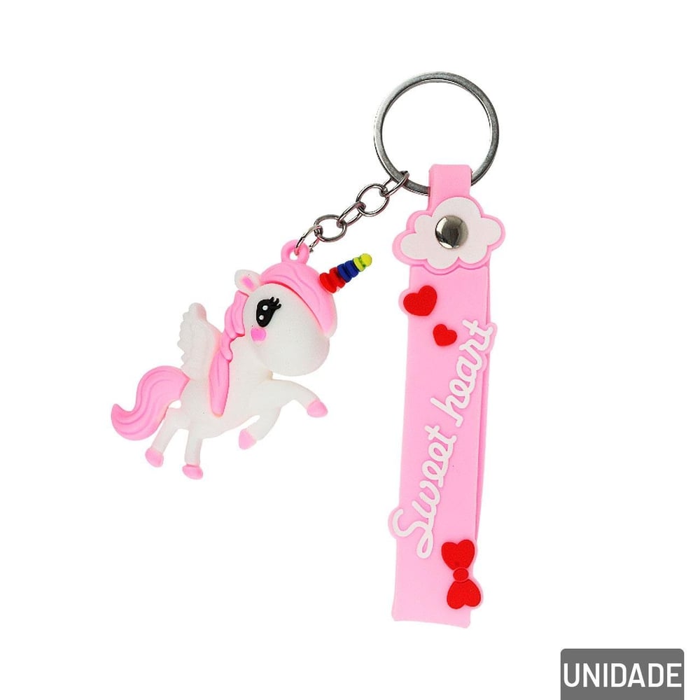 Chaveiro de Silicone 13cm Unicórnio Color