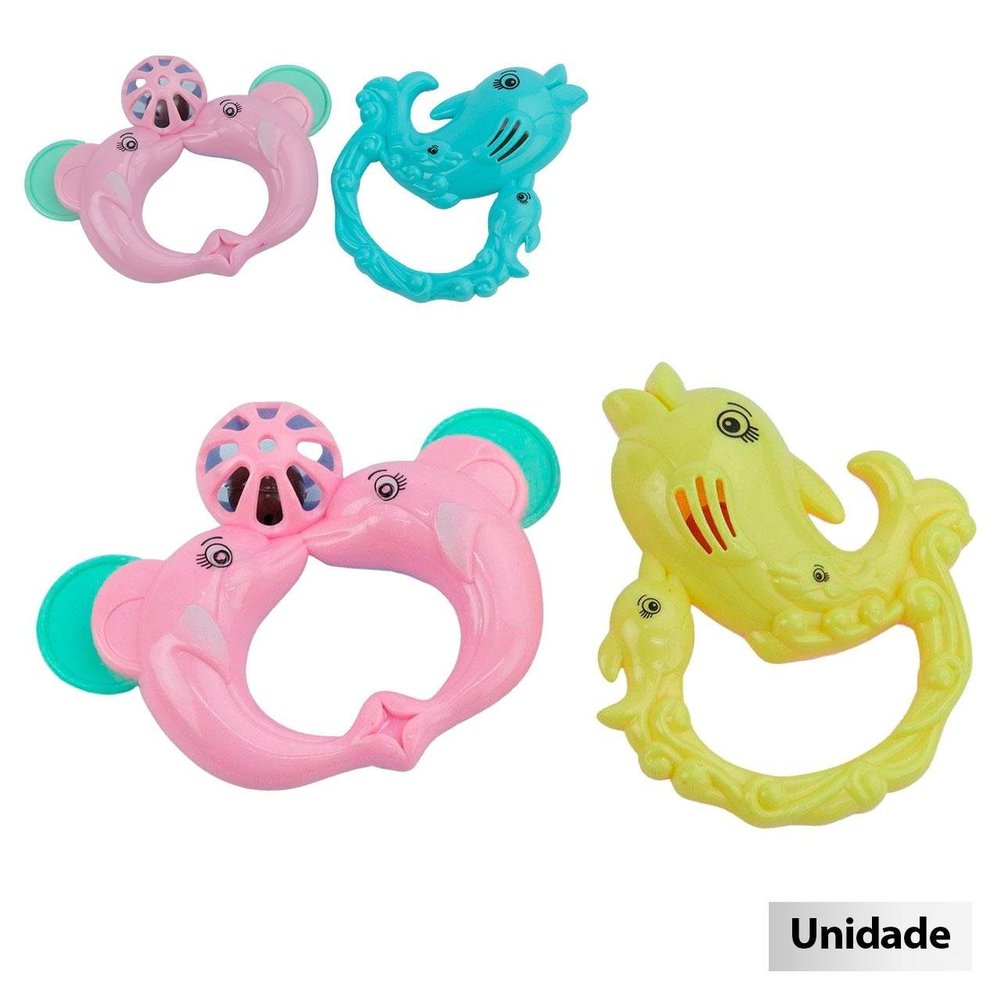 Chocalho Para Bebê 2 Peças Golfinho Color