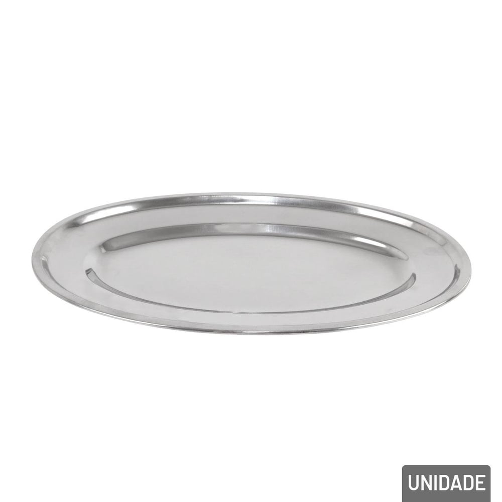 Bandeja de Inox 30x19cm Oval Prata