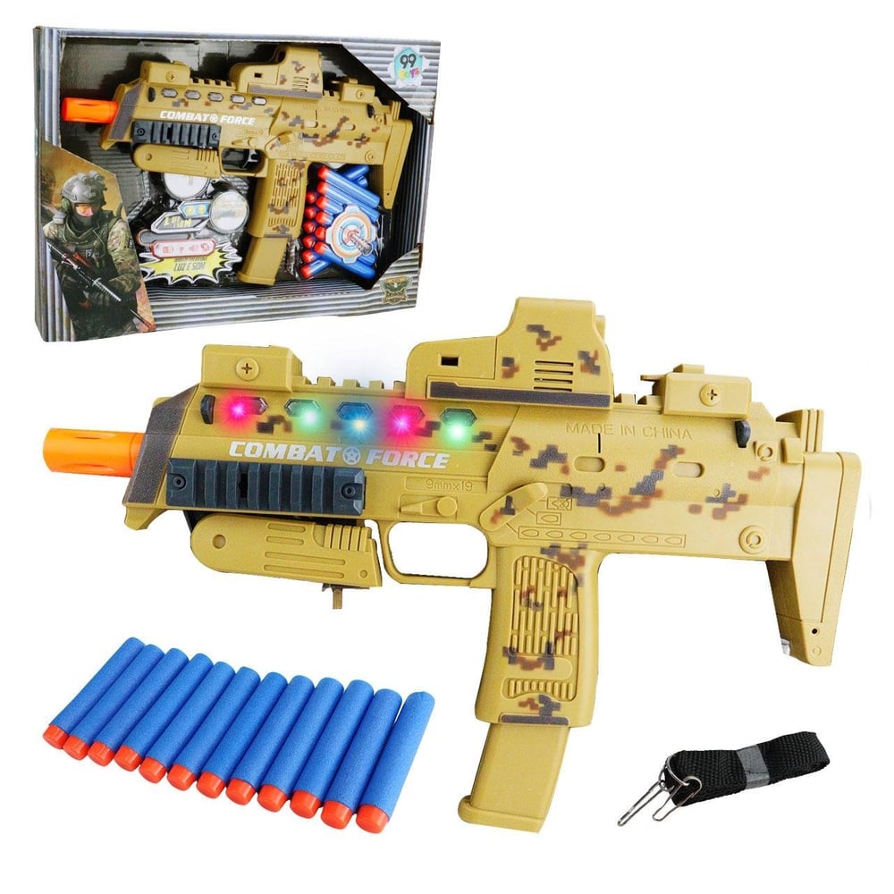 Pistola Lança Dardos 34cm 13 Peças com LUZ e Som