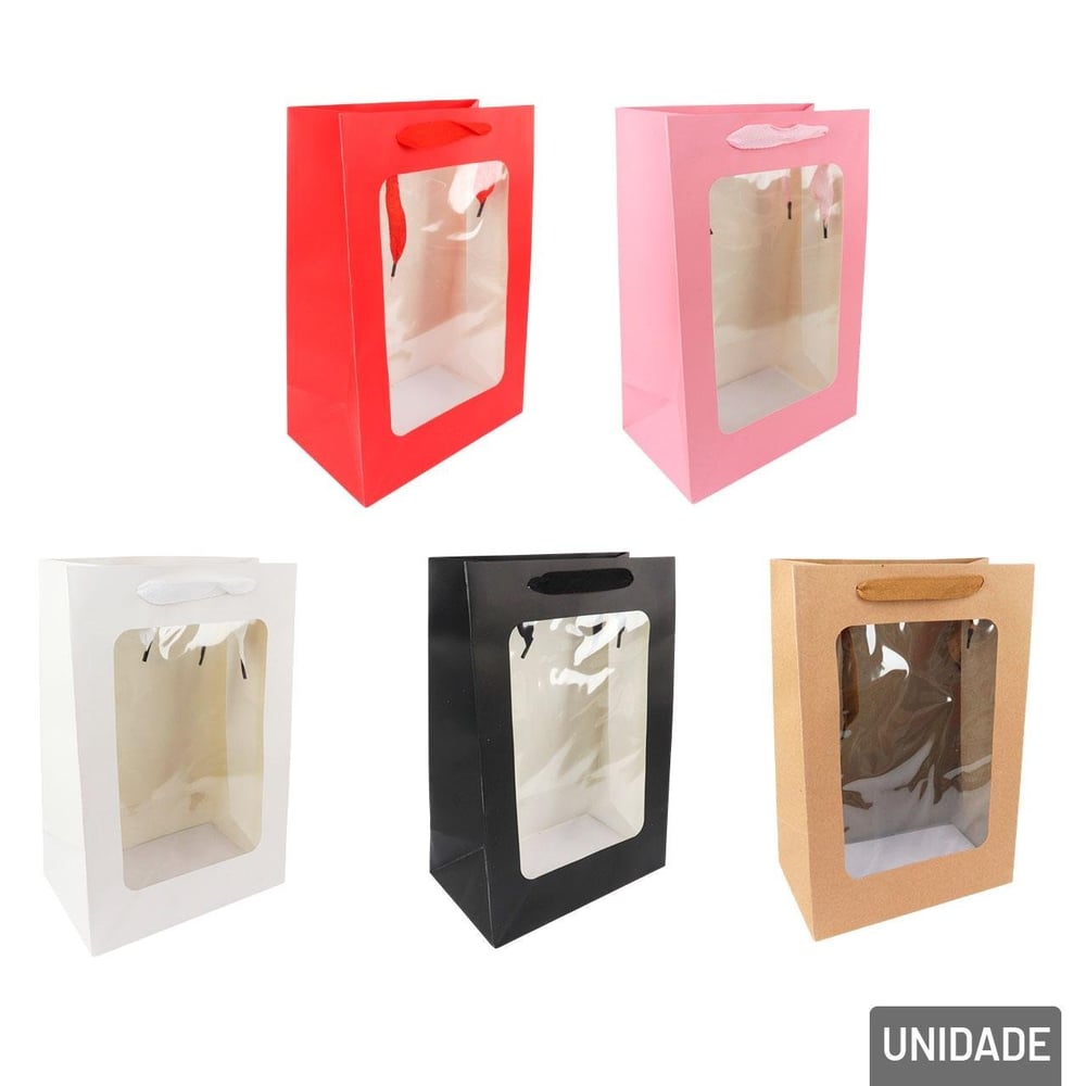 Sacola de Papel 35x24cm com Visor Color