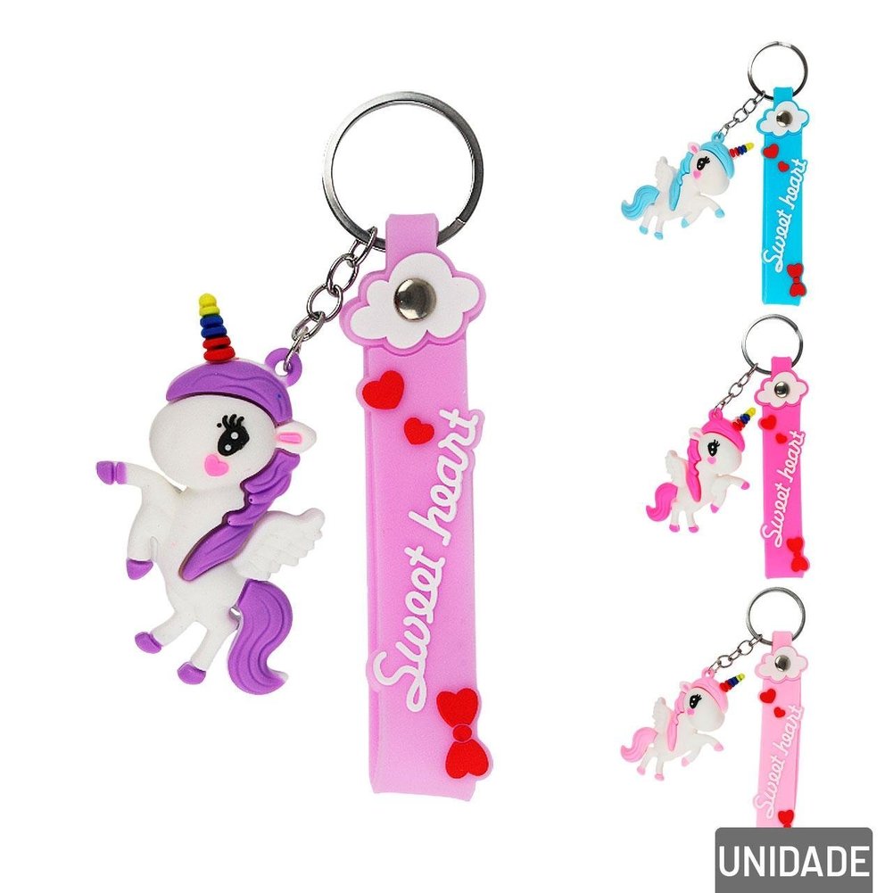 Chaveiro de Silicone 13cm Unicórnio Color