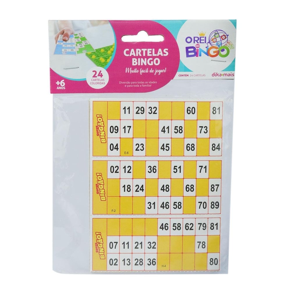 Cartelas de Bingo com 24 Peças