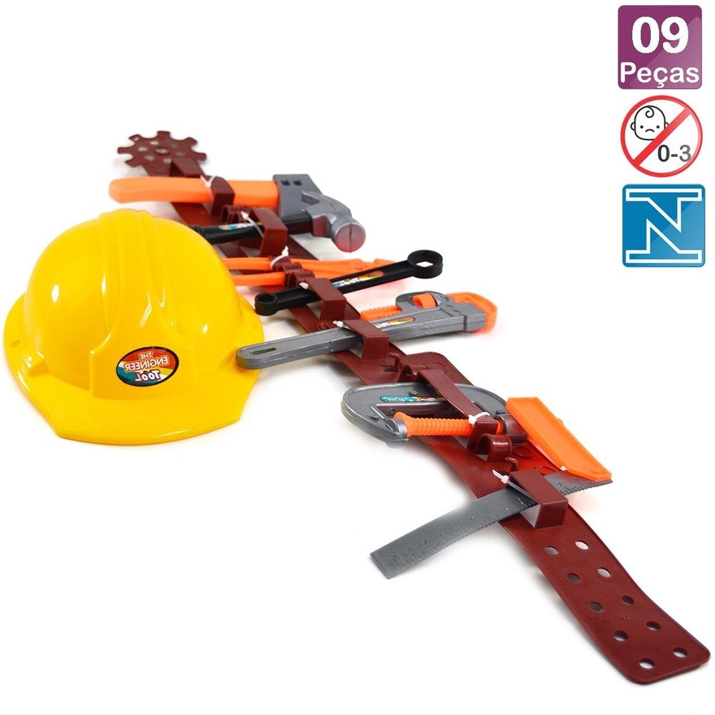 KIT Ferramentas Infantil 09 Peças com Cinto