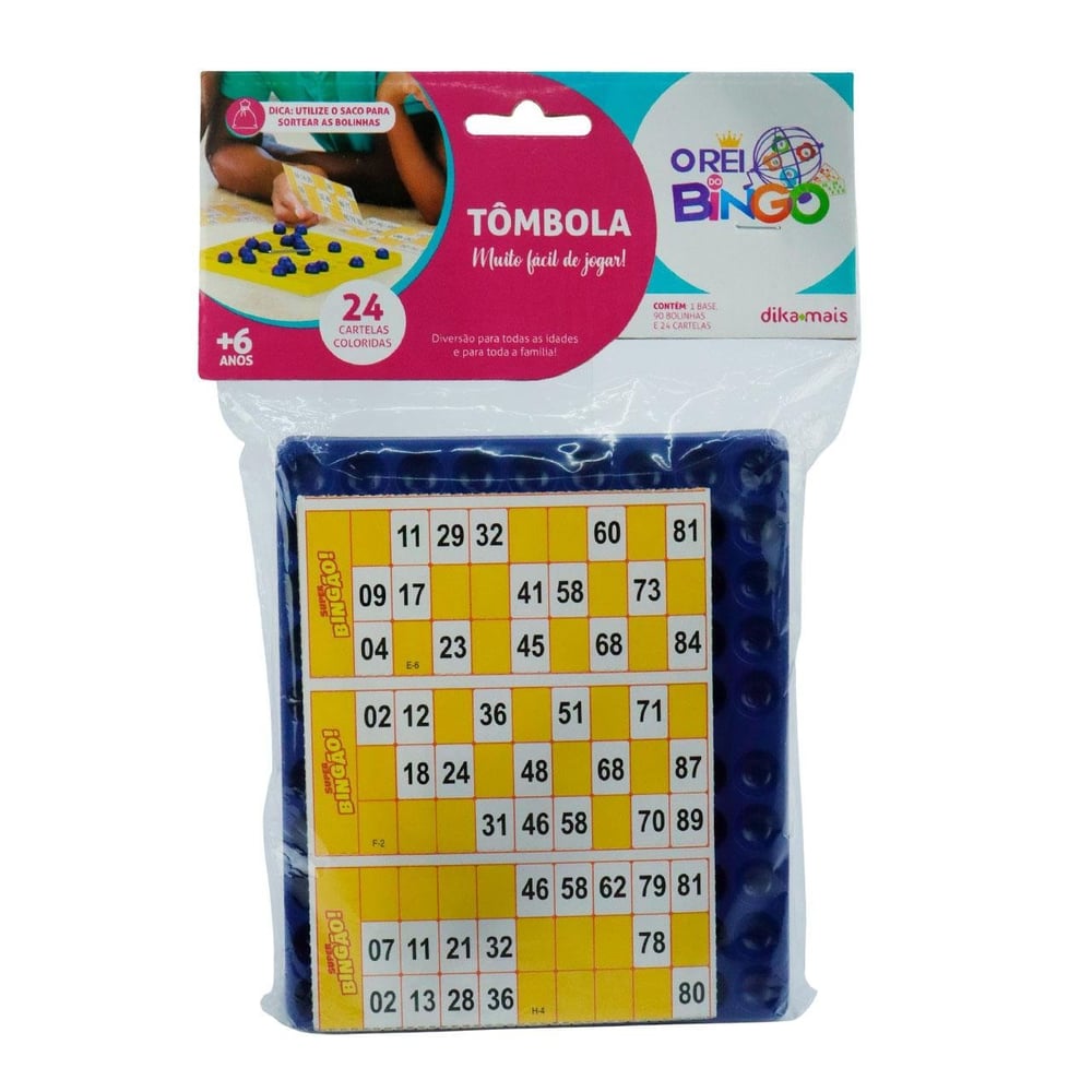 Bingo com 24 Cartelas Base e Bolinhas Tômbola