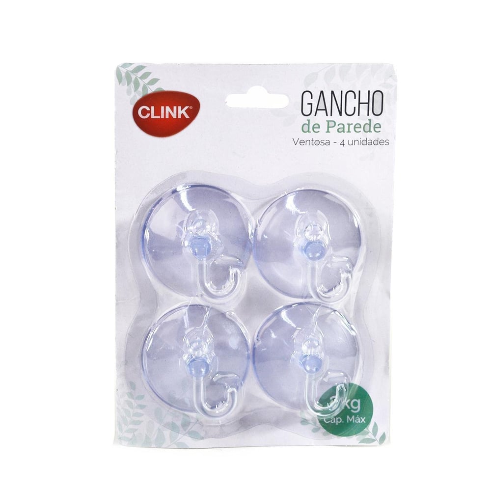 Gancho de Plástico 4 Pçs 5cm Ventosa Transparente