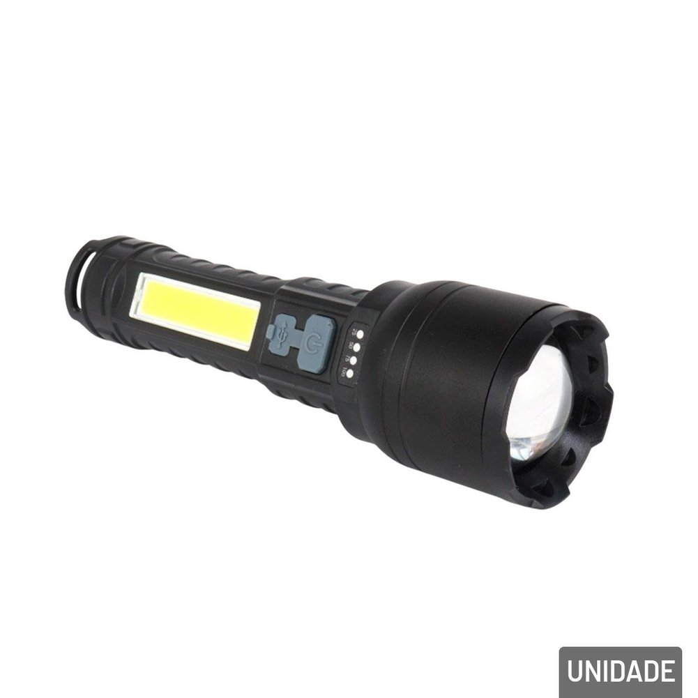 Lanterna Recarregável USB 1 LED Duplo com Zoom