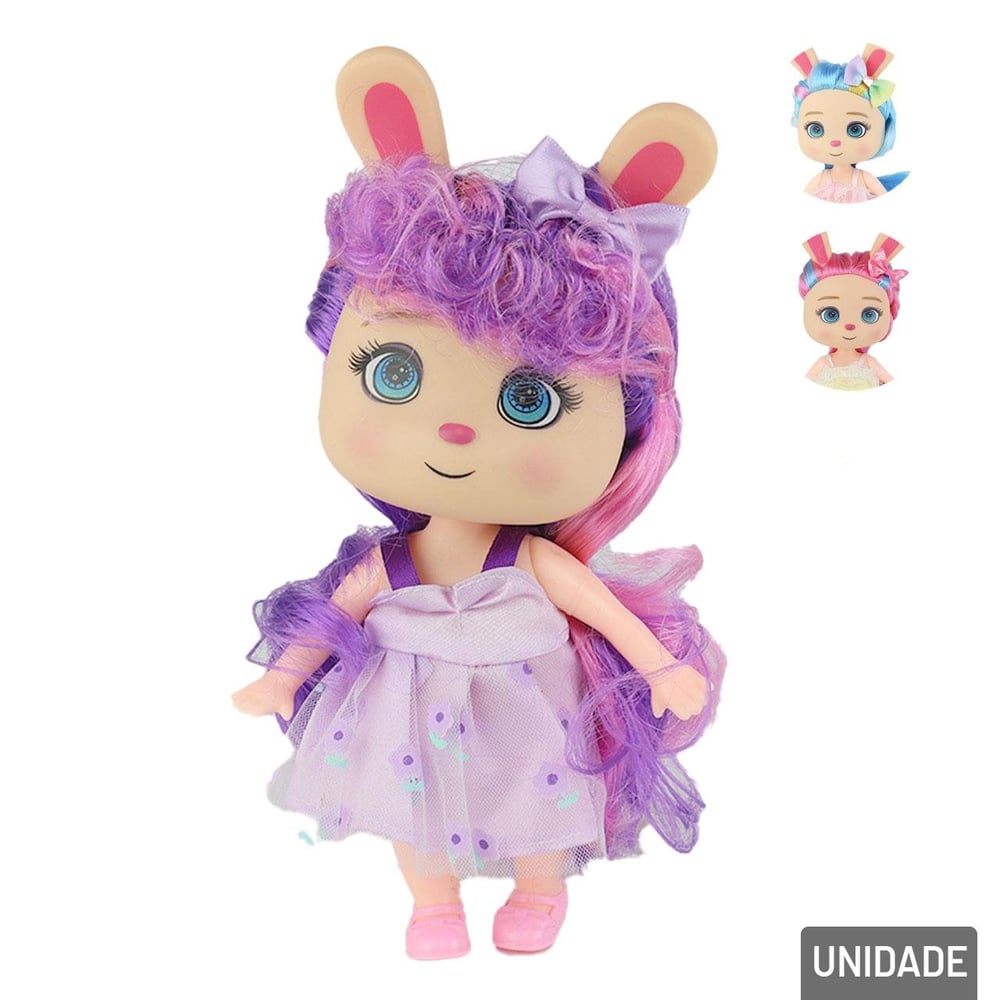 Boneca Coelho com Orelhas e Vestidos Sortidas